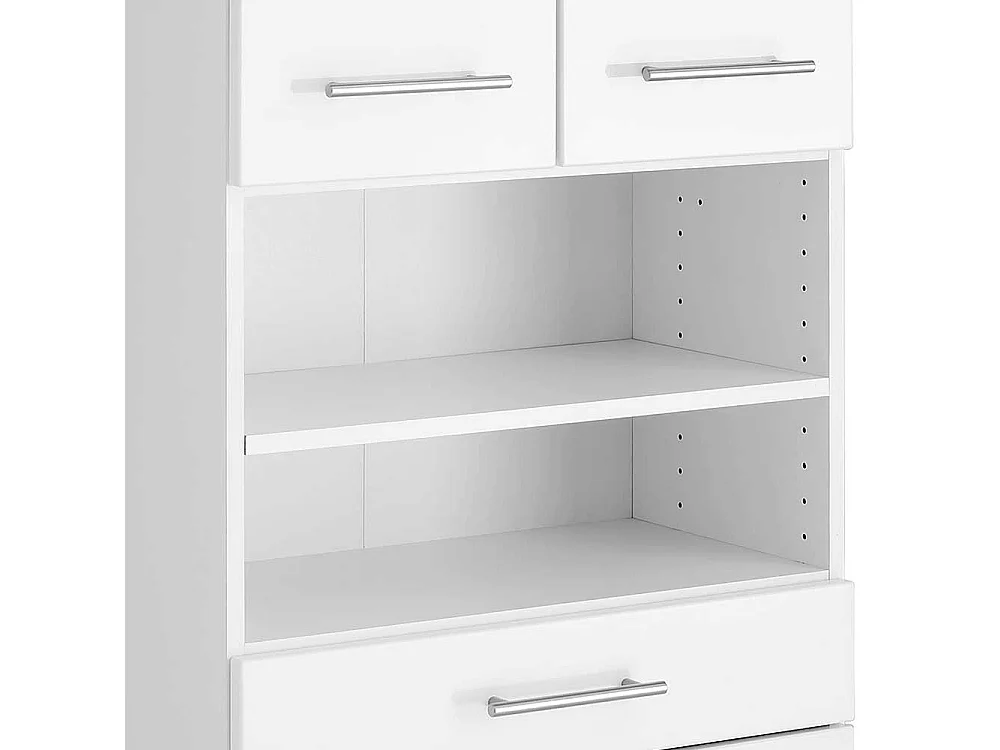 Badschrank in Hochglanz Weiß 4-türig