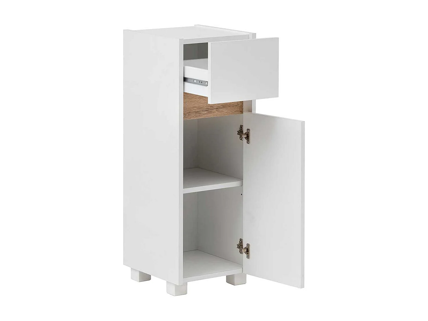 Badezimmer Unterschrank in Weiß und Wildeiche Optik 85 cm hoch