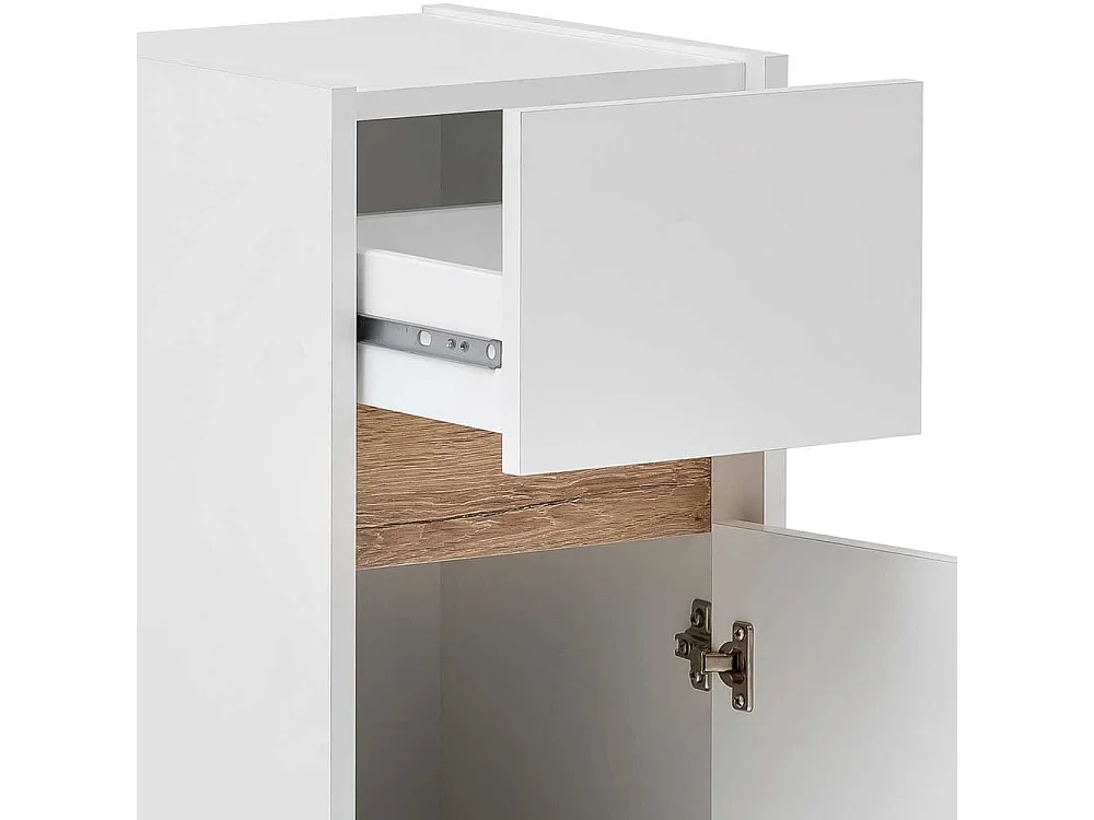 Badezimmer Unterschrank in Weiß und Wildeiche Optik 85 cm hoch