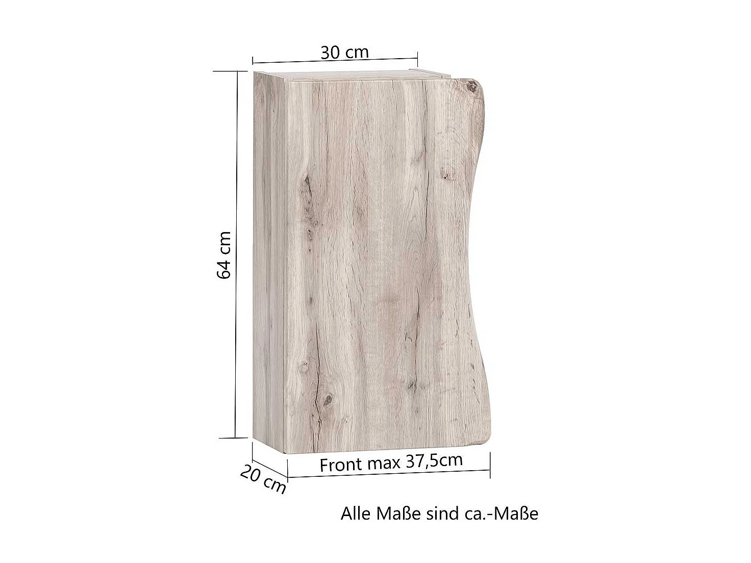 Badezimmerhängeschrank in Wildeichefarben Baumkanten Optik