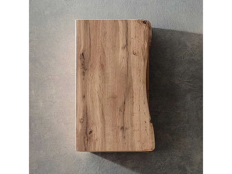 Badezimmerhängeschrank in Wildeichefarben Baumkanten Optik