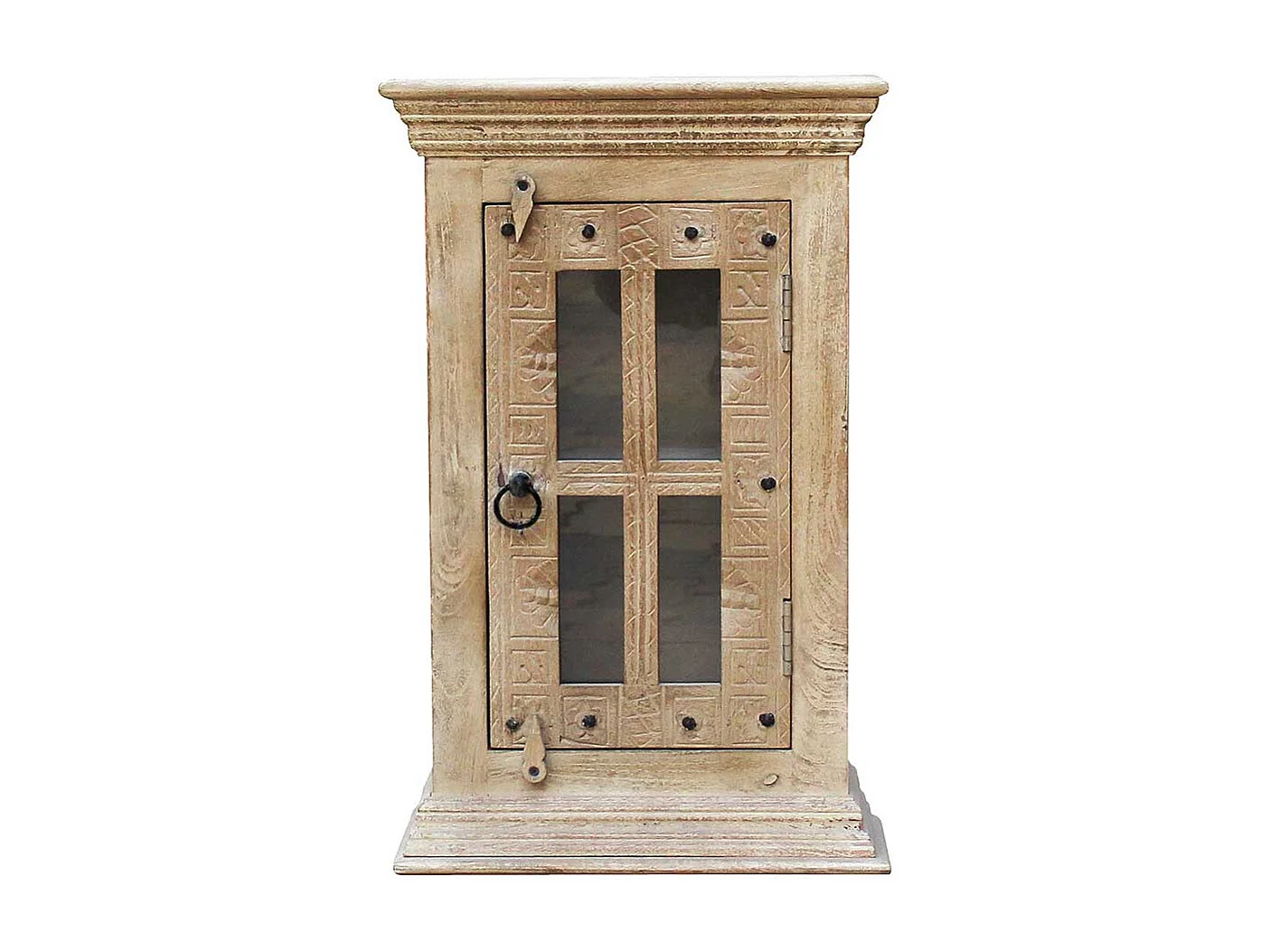 Badezimmerhaengeschrank im Shabby Chic Stil Grey Wash Glastür