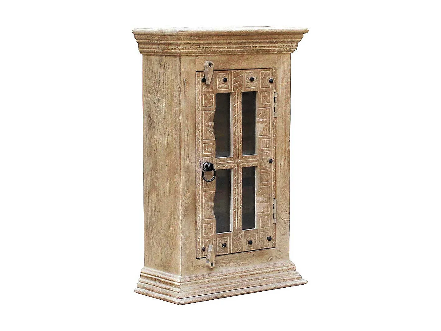 Badezimmerhaengeschrank im Shabby Chic Stil Grey Wash Glastür