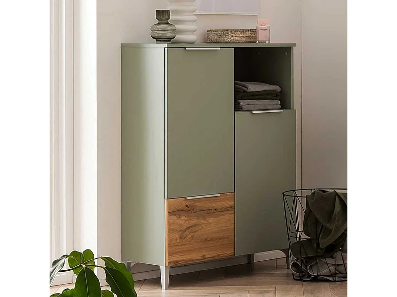 Badezimmermidischrank in Graugrün Eichefarben
