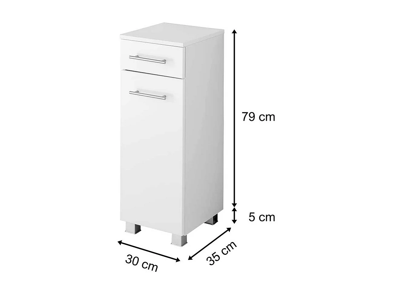 Badeunterschrank in Hochglanz Weiß 30 cm breit