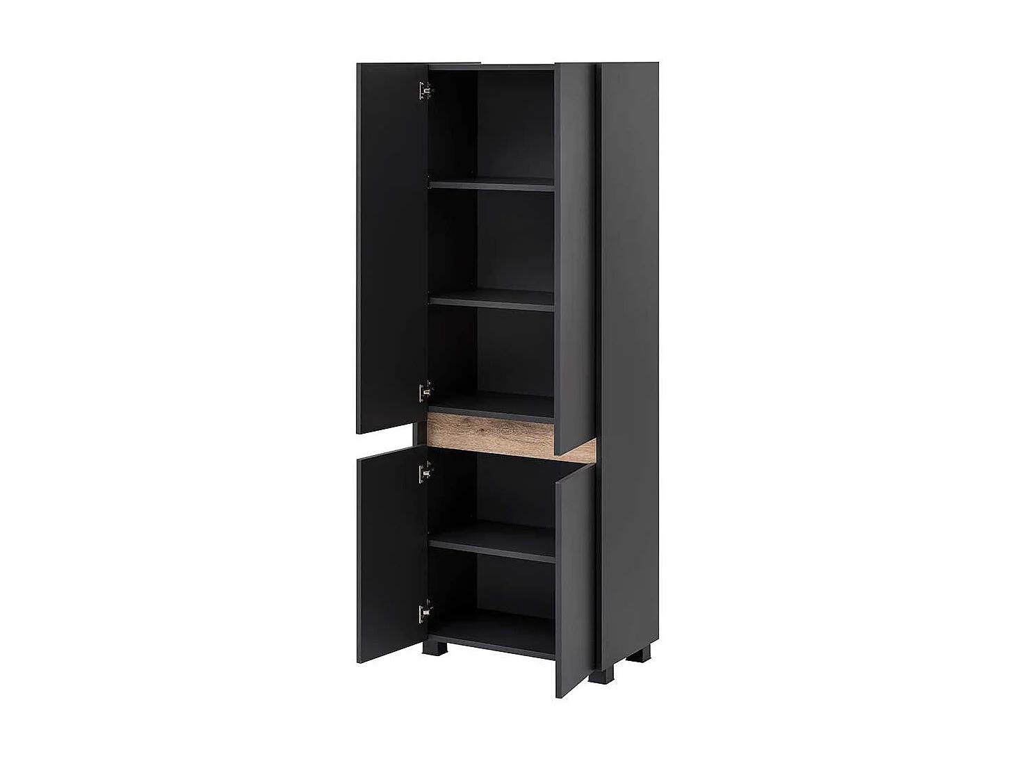 Badezimmer Hochschrank in Anthrazit und Wildeiche Optik 165 cm hoch