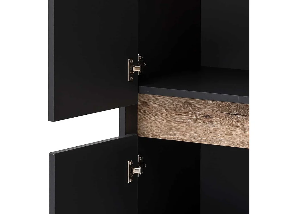 Badezimmer Hochschrank in Anthrazit und Wildeiche Optik 165 cm hoch