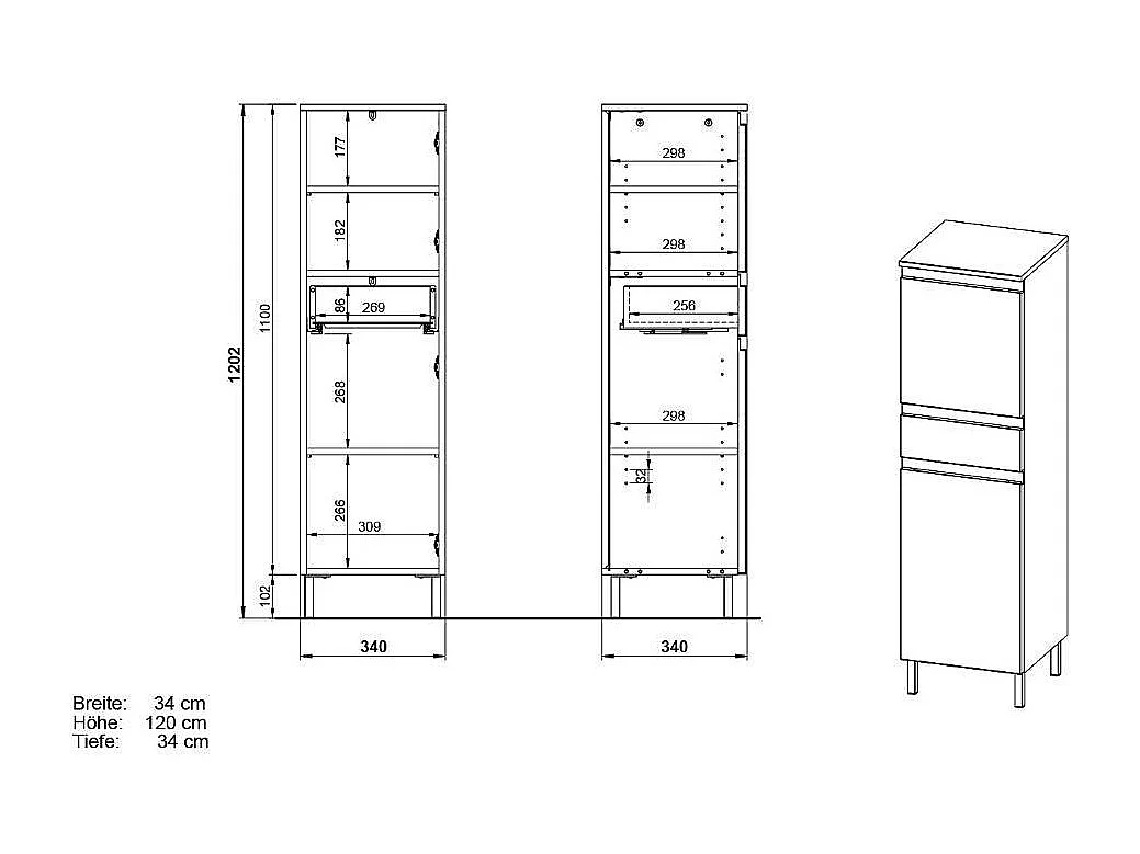 Hochschrank Badschrank mit einer Schublade Hochglanz