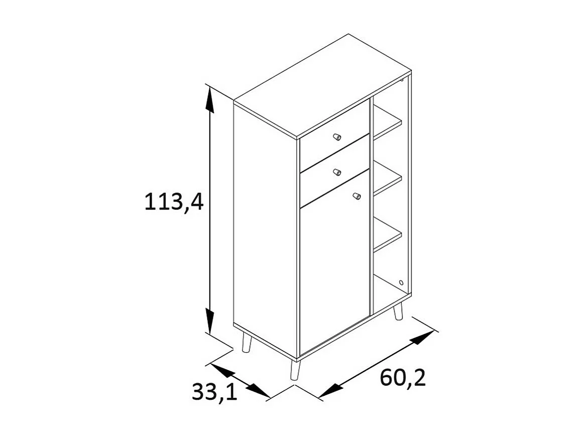 Badezimmermidischrank im Skandi Design zwei Schubladen