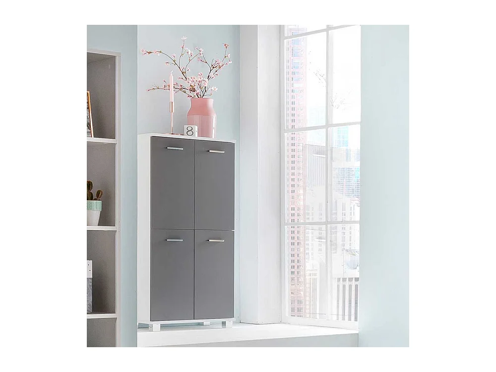 Badezimmerschrank in Grau und Weiß 4-türig