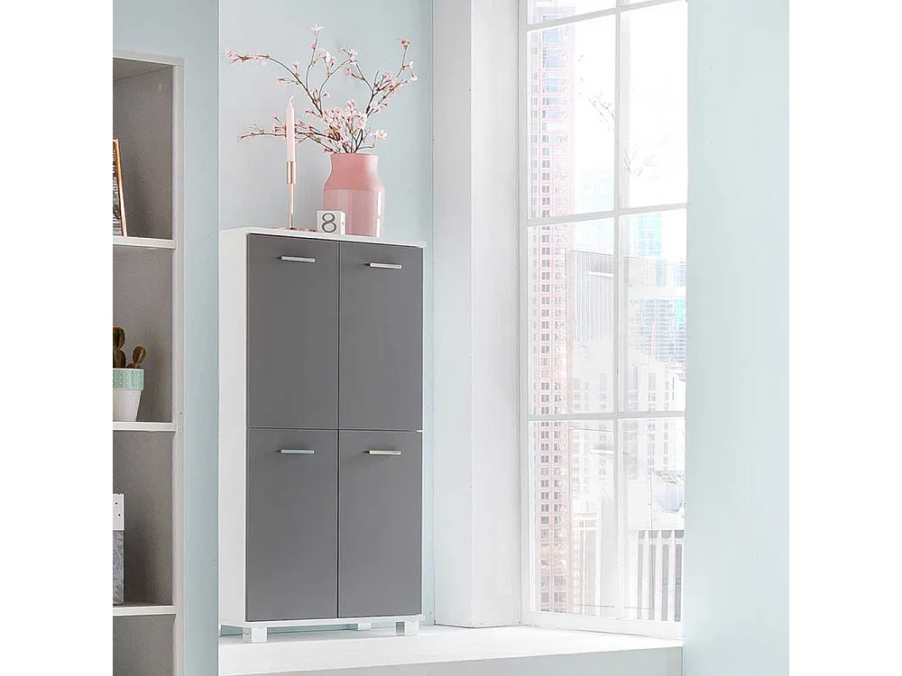 Badezimmerschrank in Grau und Weiß 4-türig