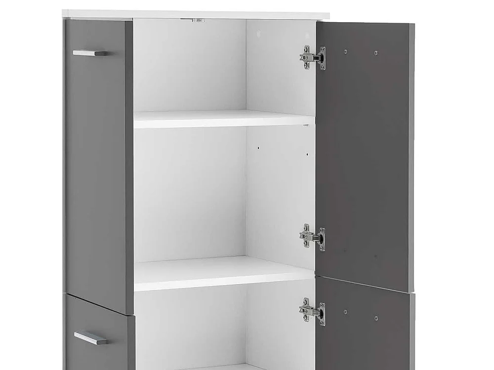 Badezimmerschrank in Grau und Weiß 4-türig