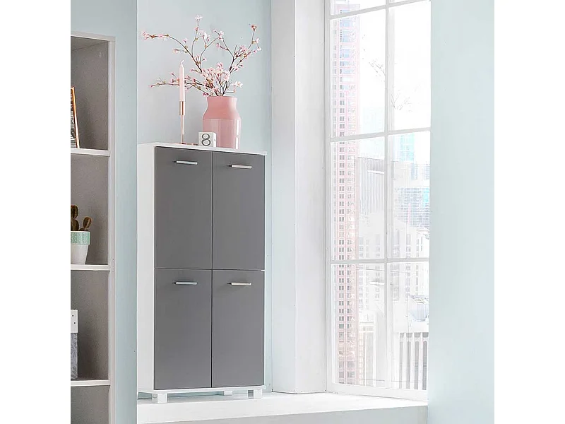 Badezimmerschrank in Grau und Weiß 4-türig