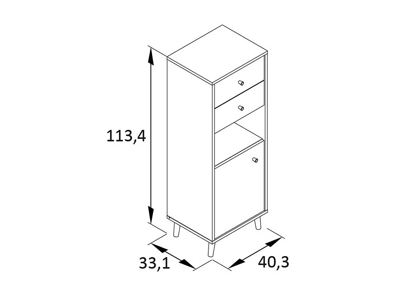 Badezimmermidischrank modern im Skandi Design zwei Schubladen