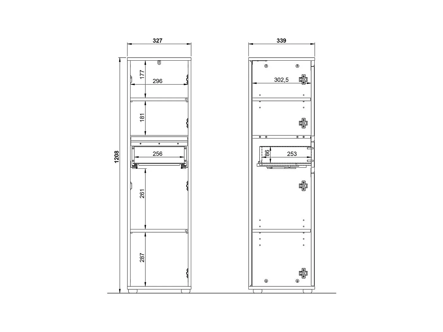 Badschrank Midischrank in Grau 33 cm breit