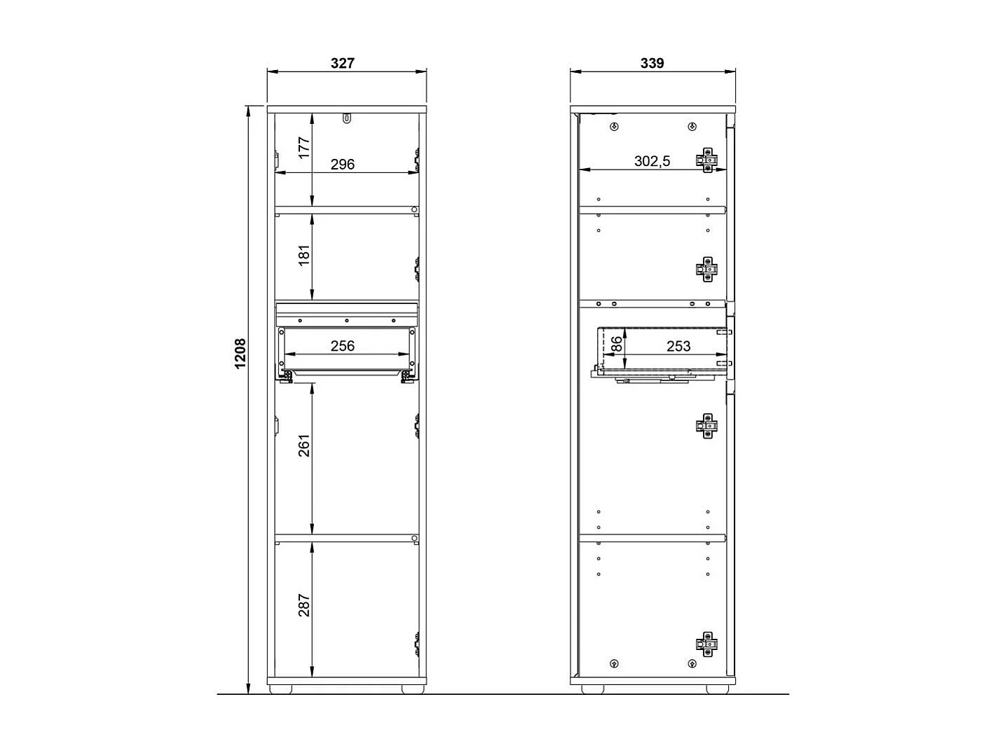 Badschrank Midischrank in Grau 33 cm breit
