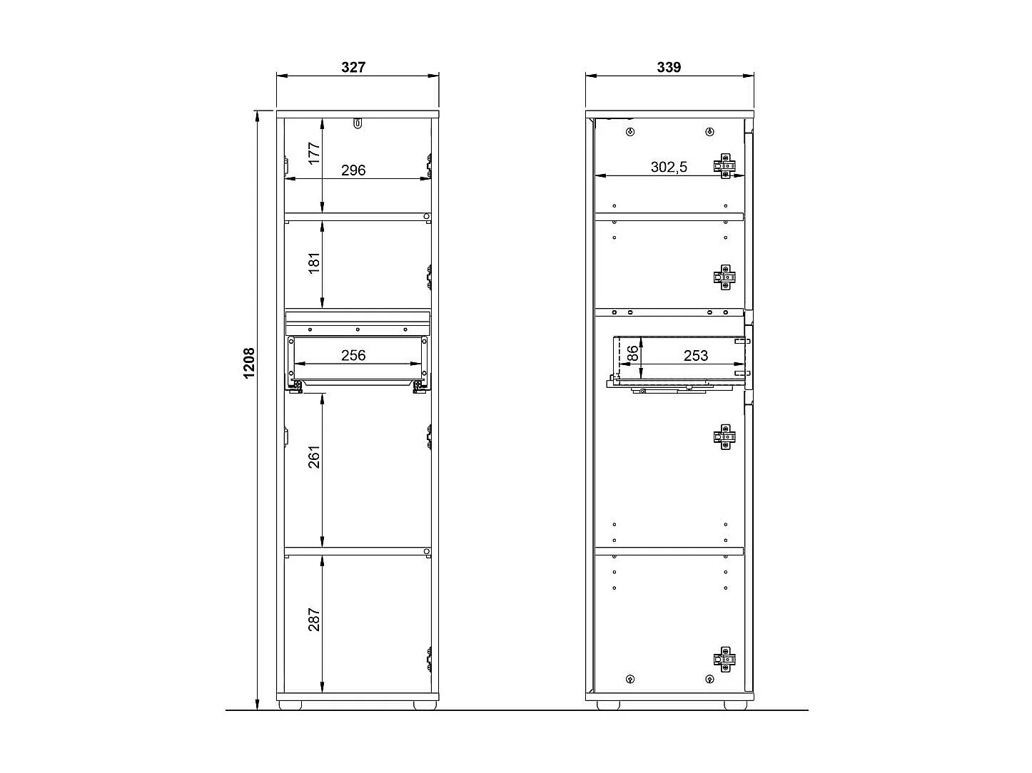 Badschrank Midischrank in Grau 33 cm breit