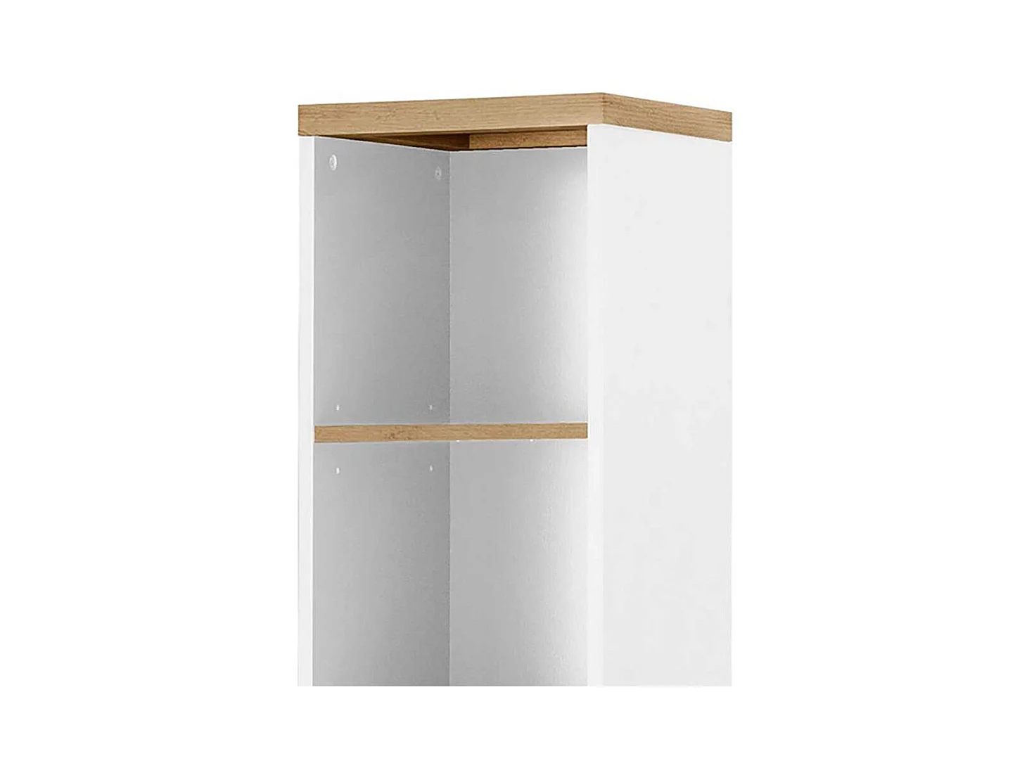 Hochschrank Badezimmerschrank in Weiß und Wildeichefarben