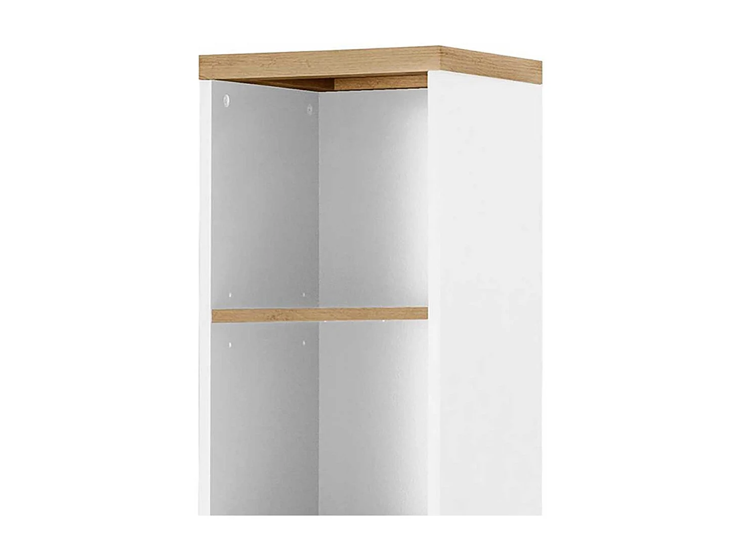 Hochschrank Badezimmerschrank in Weiß und Wildeichefarben