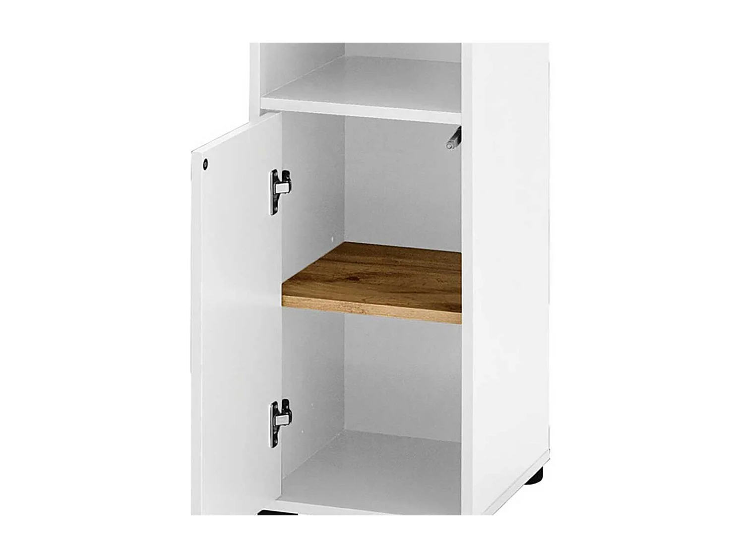 Hochschrank Badezimmerschrank in Weiß und Wildeichefarben