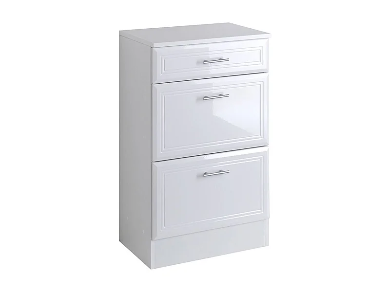 Badschrank mit drei Schubladen Weiß Hochglanz