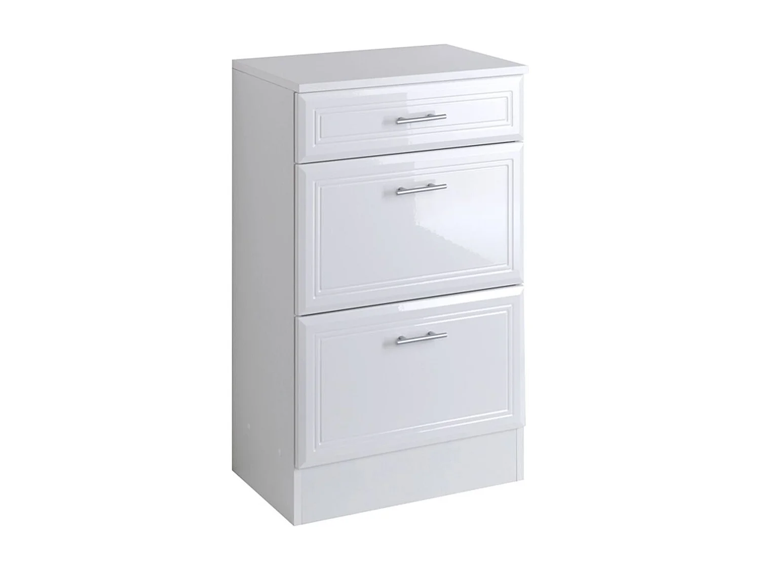 Badschrank mit drei Schubladen Weiß Hochglanz