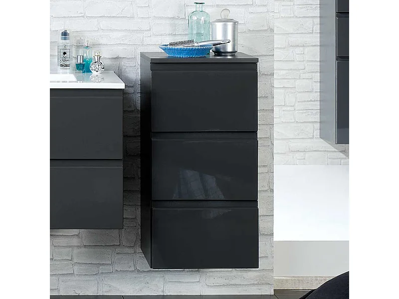 Bad Unterschrank in Hochglanz Anthrazit hängend