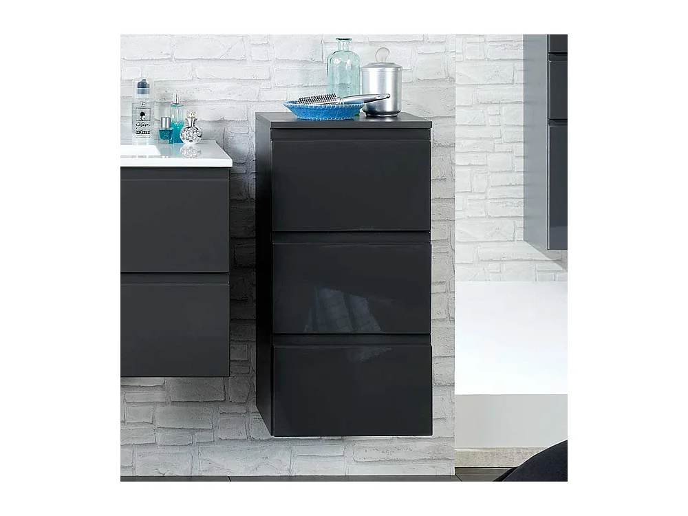 Bad Unterschrank in Hochglanz Anthrazit hängend