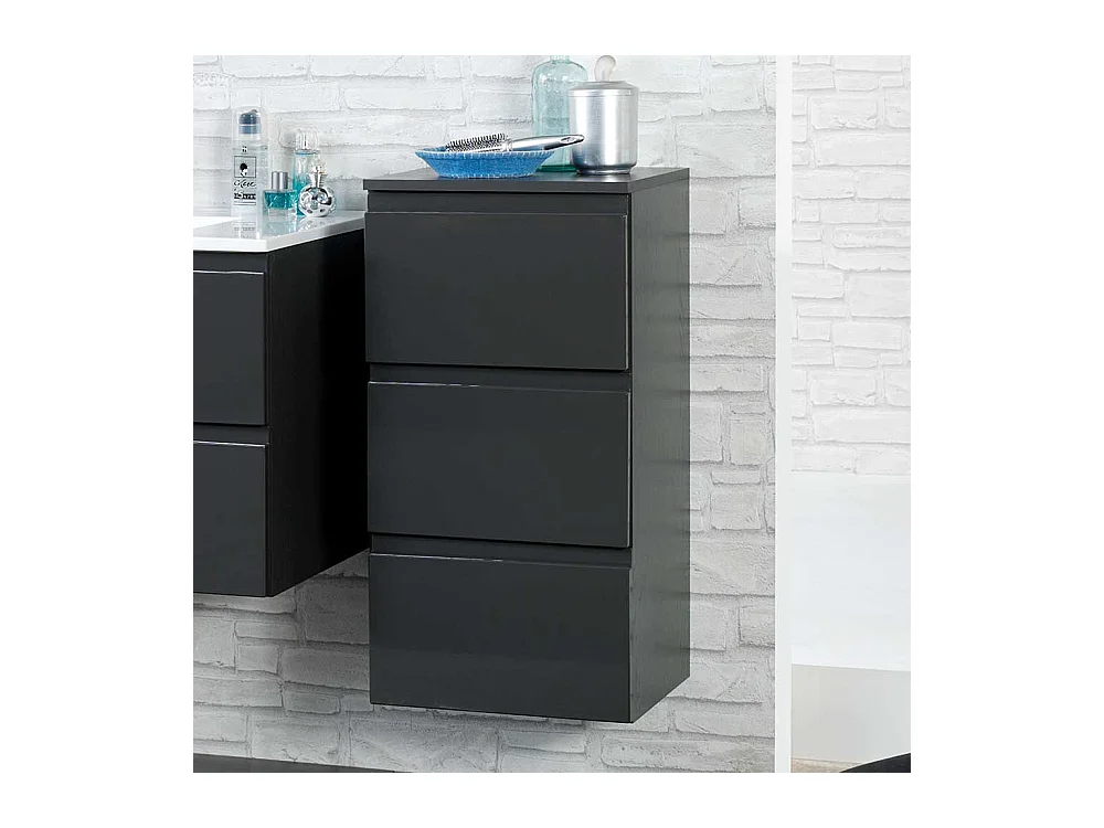 Bad Unterschrank in Hochglanz Anthrazit hängend