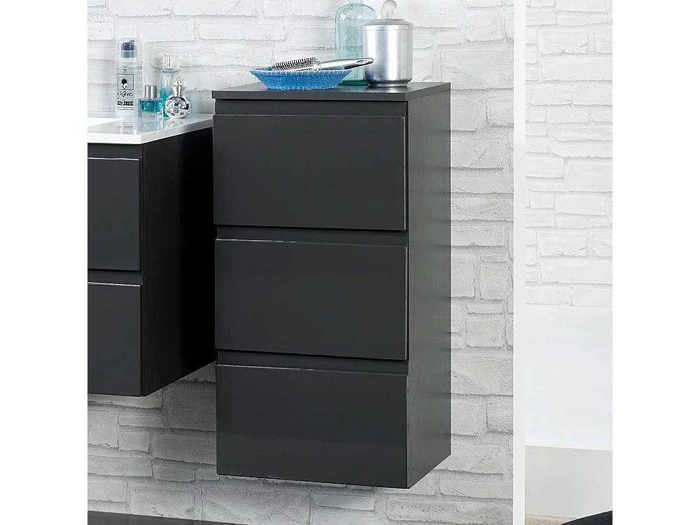 Bad Unterschrank in Hochglanz Anthrazit hängend