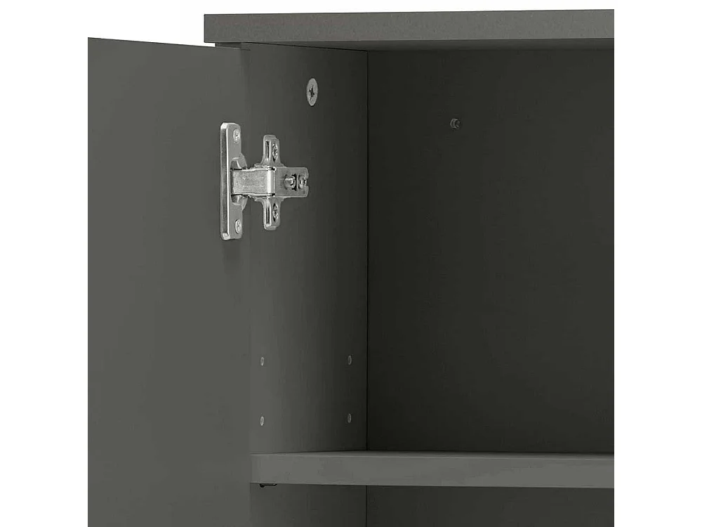 Badezimmer Hängeschrank in Grau Hochglanz 30 cm breit