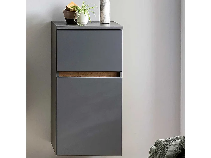 Bad Unterschrank in Dunkelgrau Wildeiche Holzoptik