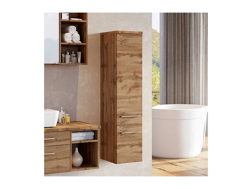 Badezimmer Seitenschrank in Wildeichefarben hängend