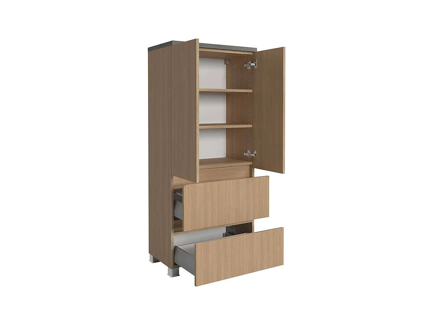 Midischrank Badezimmer Midischrank mit Drehtüren und Metallauszug