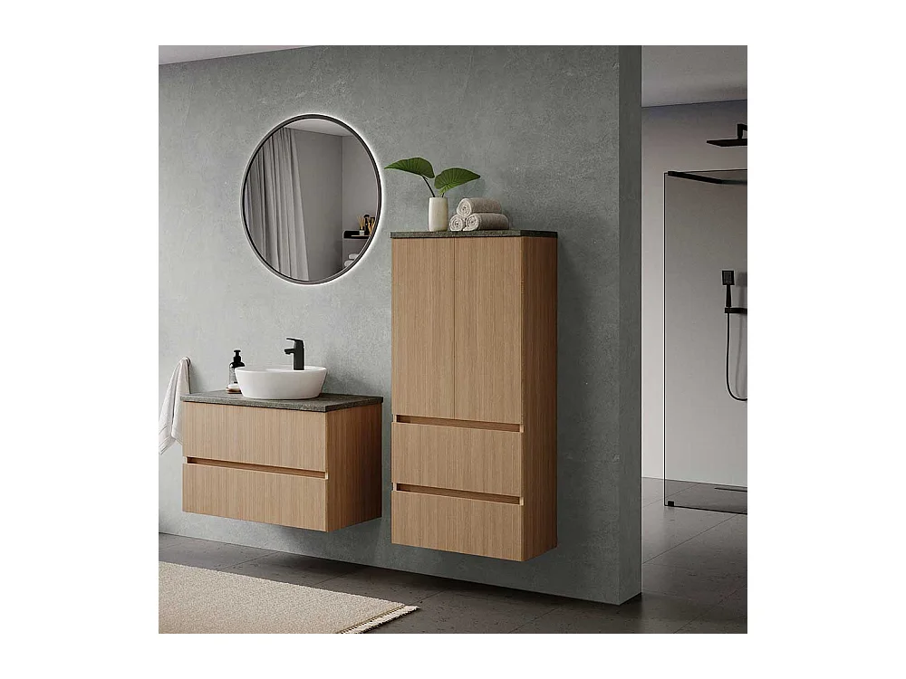 Midischrank Badezimmer Midischrank mit Drehtüren und Metallauszug