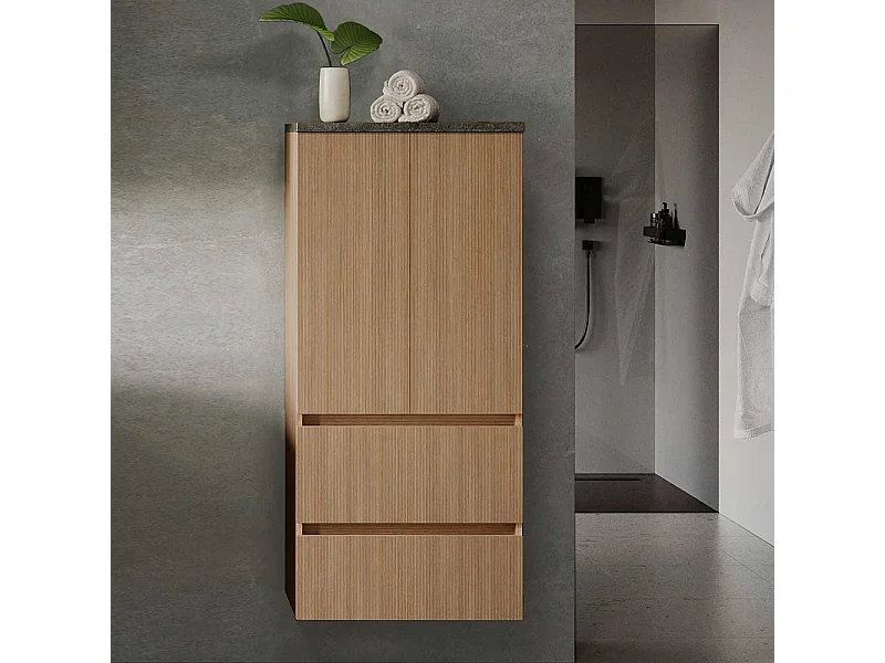 Midischrank Badezimmer Midischrank mit Drehtüren und Metallauszug