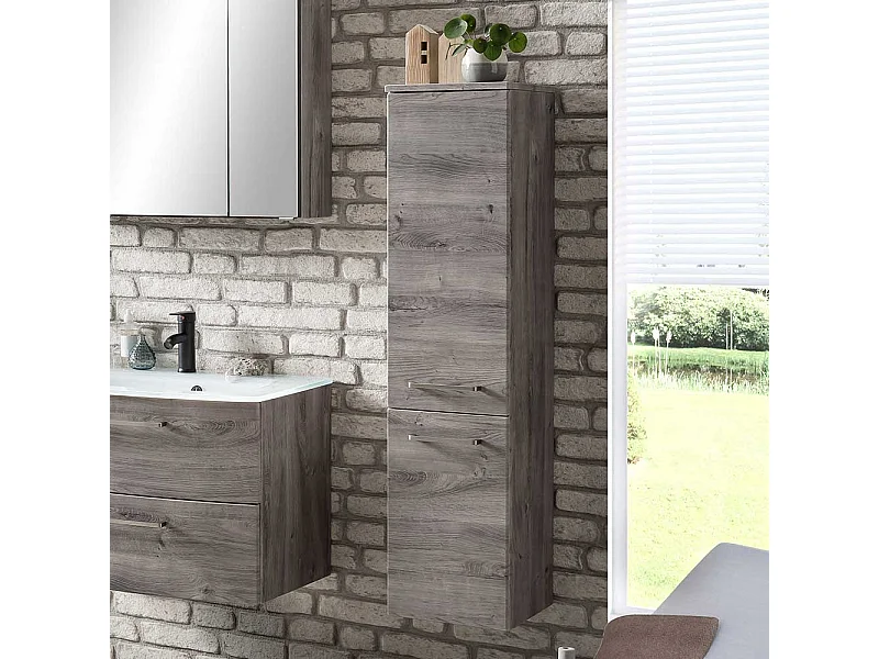 Badezimmerhochschrank in Eiche Grau 30 cm breit