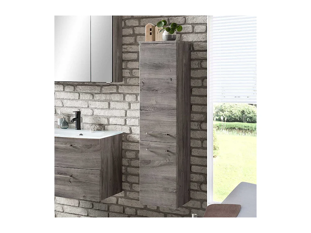 Badezimmerhochschrank in Eiche Grau 30 cm breit