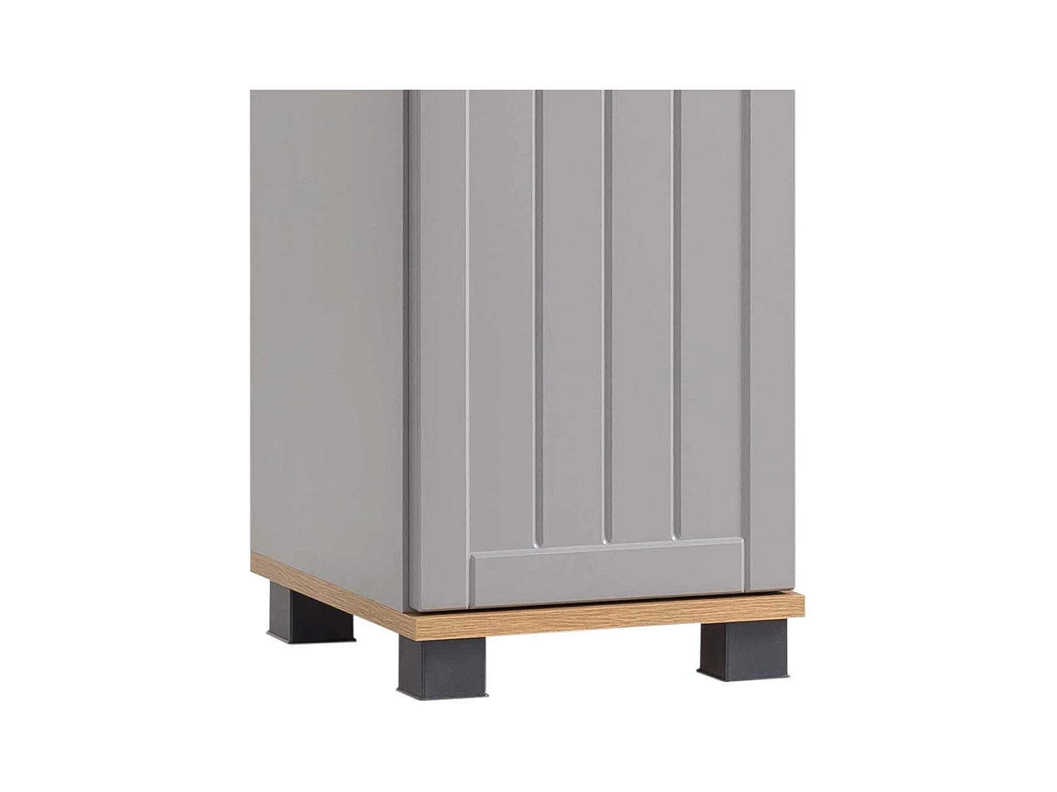 Landhaus Badhochschrank in Platingrau und Eichefarben 31 cm breit