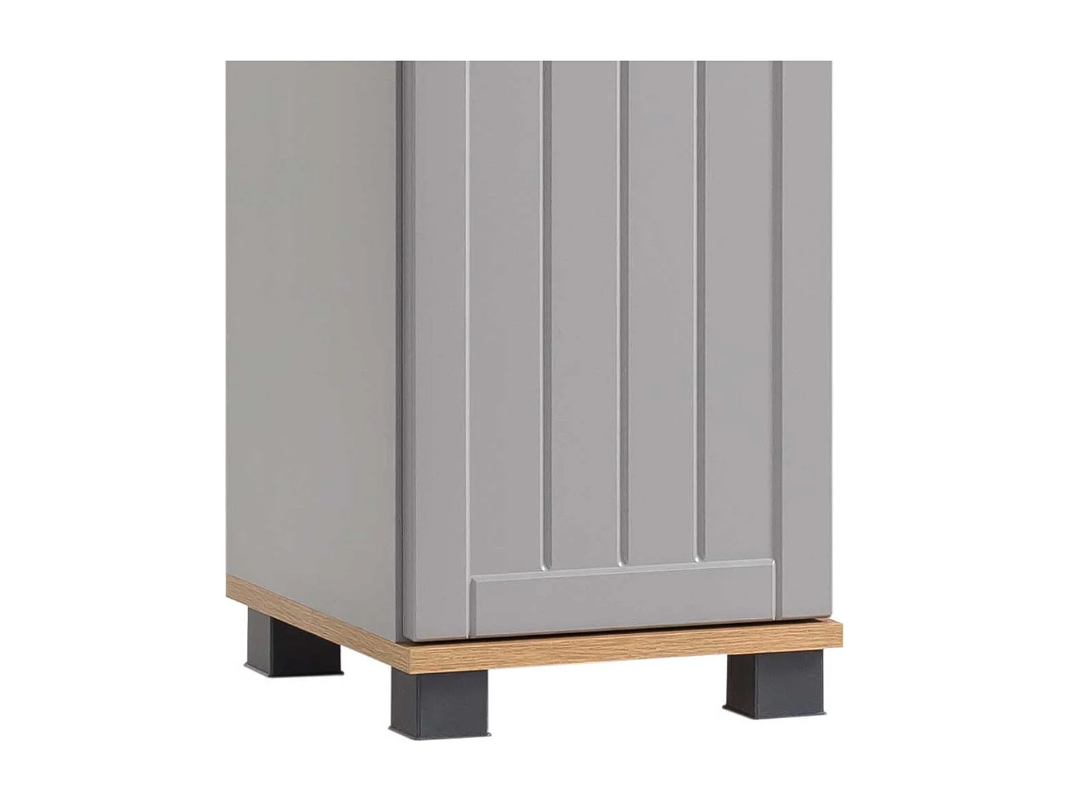 Landhaus Badhochschrank in Platingrau und Eichefarben 31 cm breit