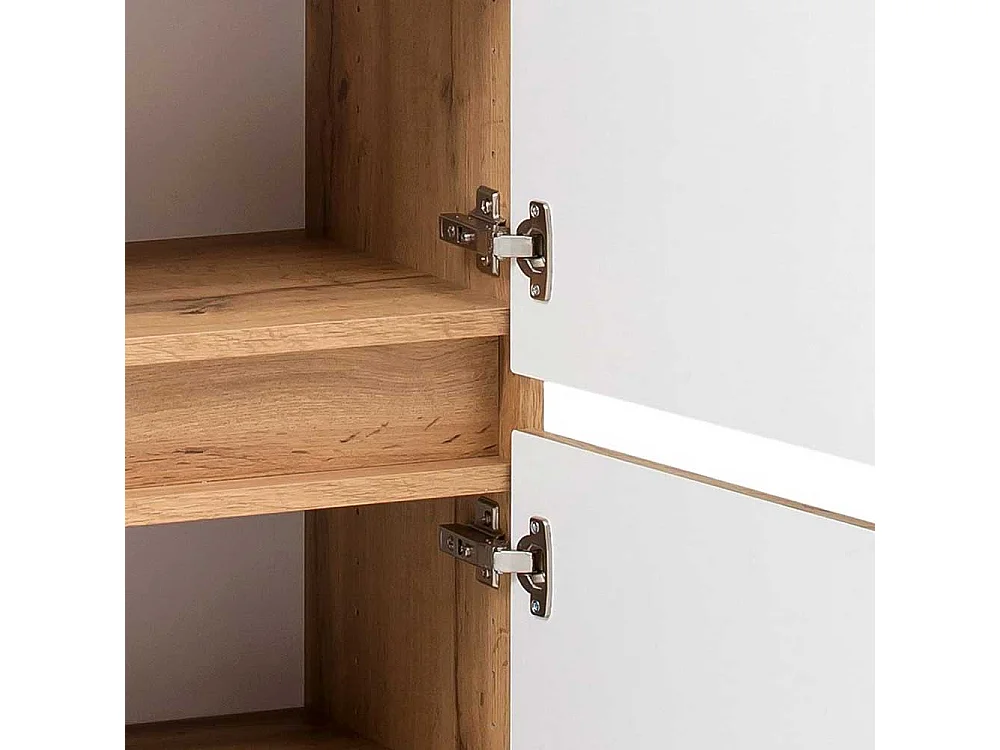 Badezimmer Hochschrank im Wildeiche Dekor 135 cm hoch