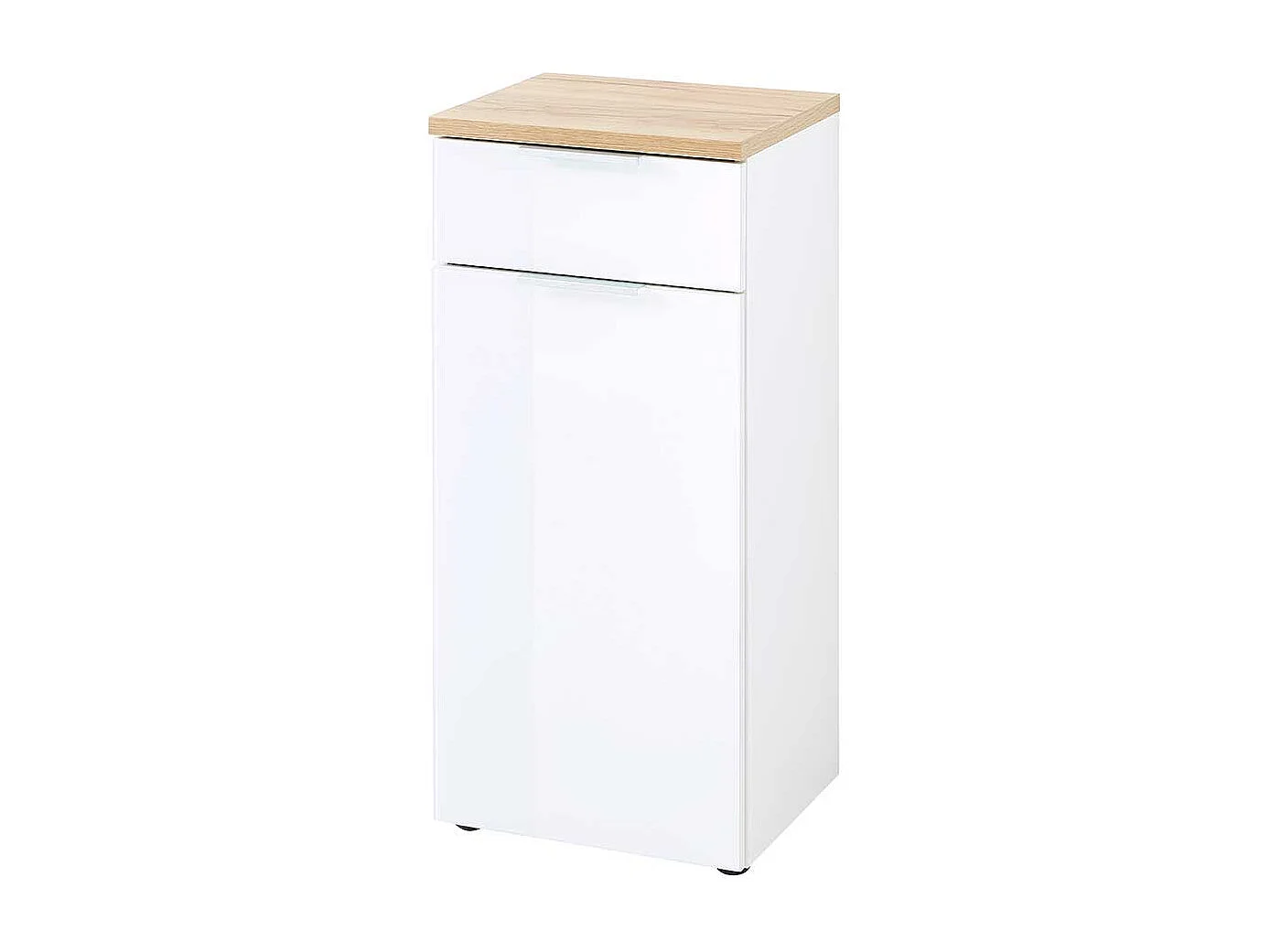 Badezimmer Unterschrank in Weiß Glas beschichtet Eichefarben