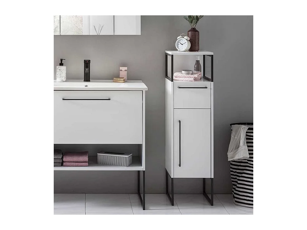 Badhochschrank in Weiß und Anthrazit Made in Germany