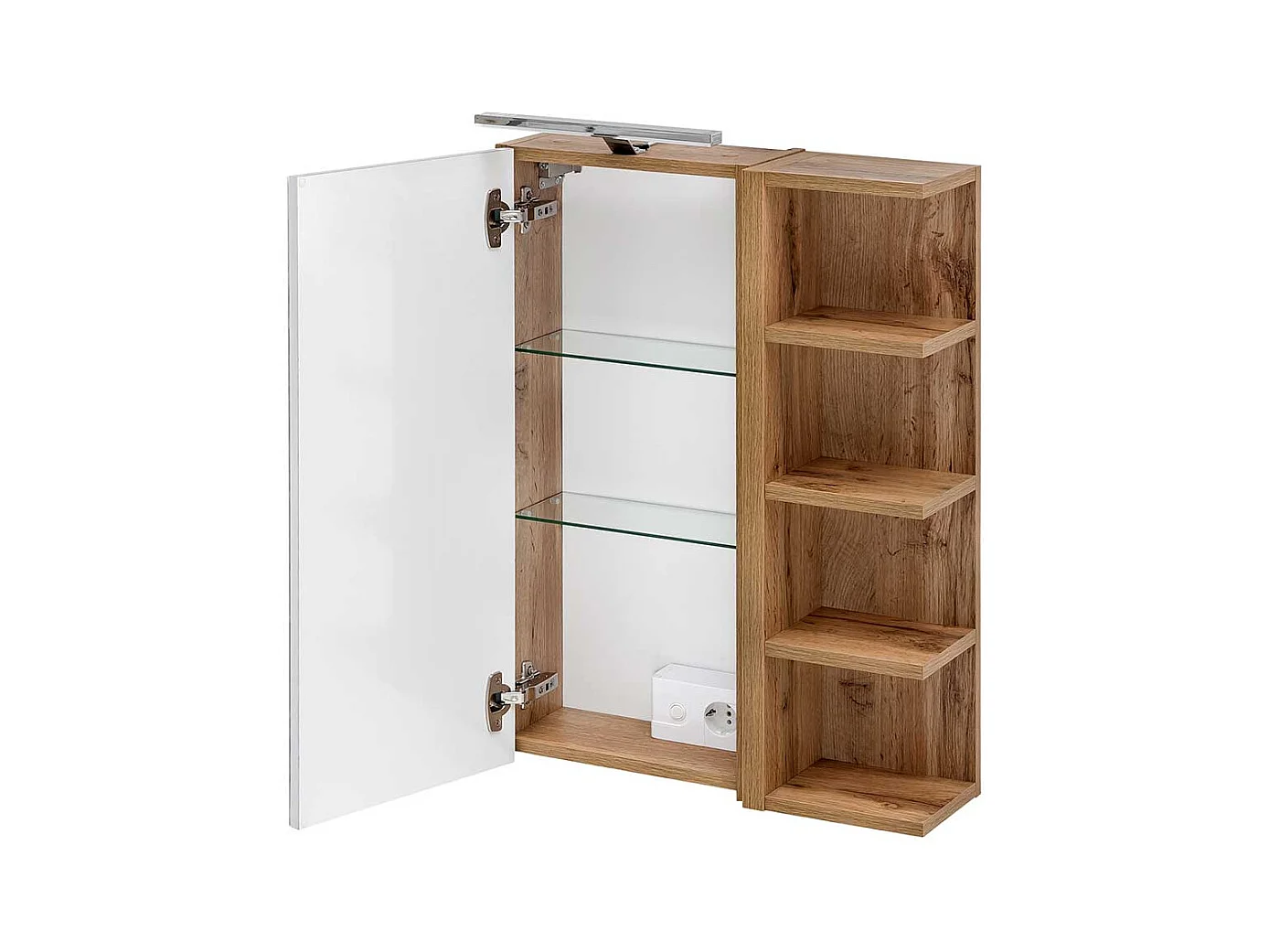 Bad Spiegelschrank mit seitlichem Regal Wildeichefarben