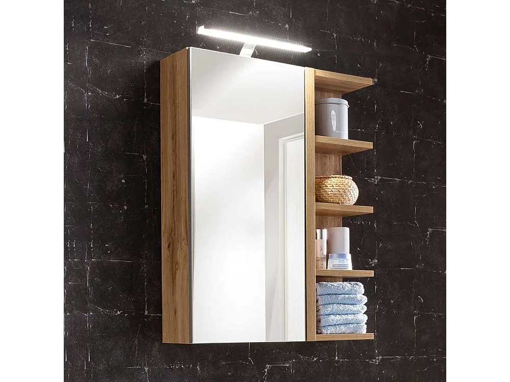 Bad Spiegelschrank mit seitlichem Regal Wildeichefarben