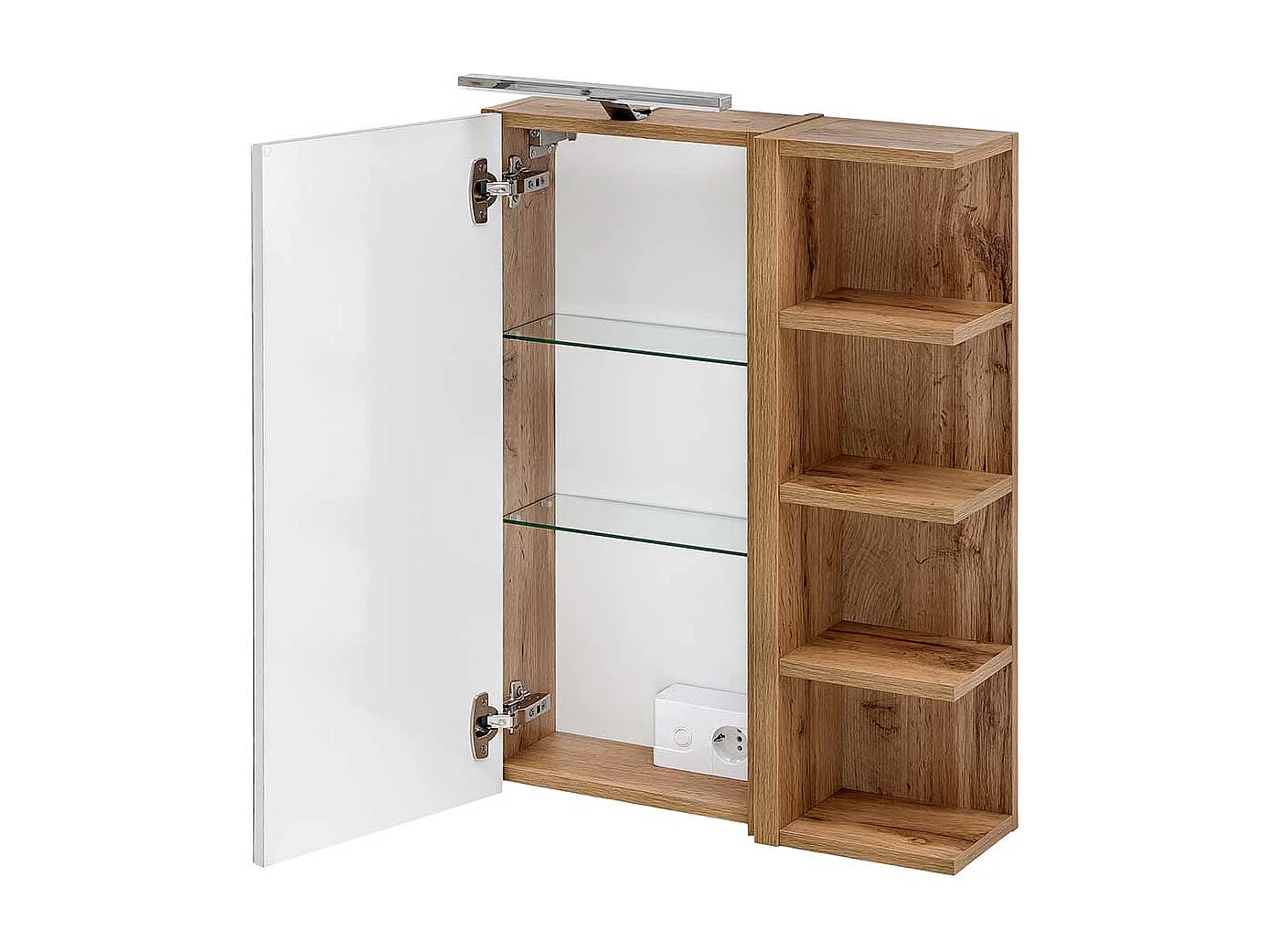 Bad Spiegelschrank mit seitlichem Regal Wildeichefarben