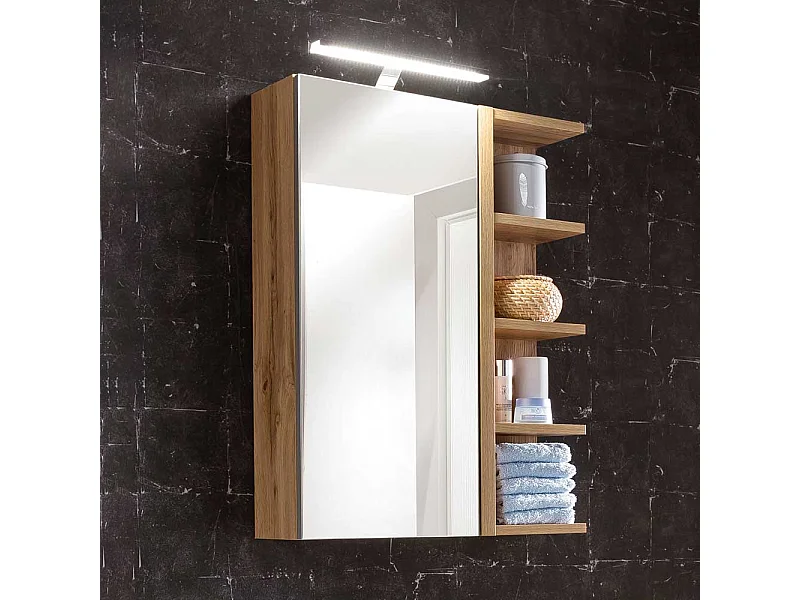 Bad Spiegelschrank mit seitlichem Regal Wildeichefarben