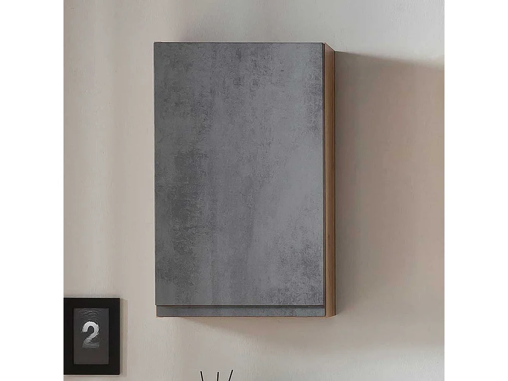 Hängeschrank in Wildeichefarben und Beton Grau Badmöbel