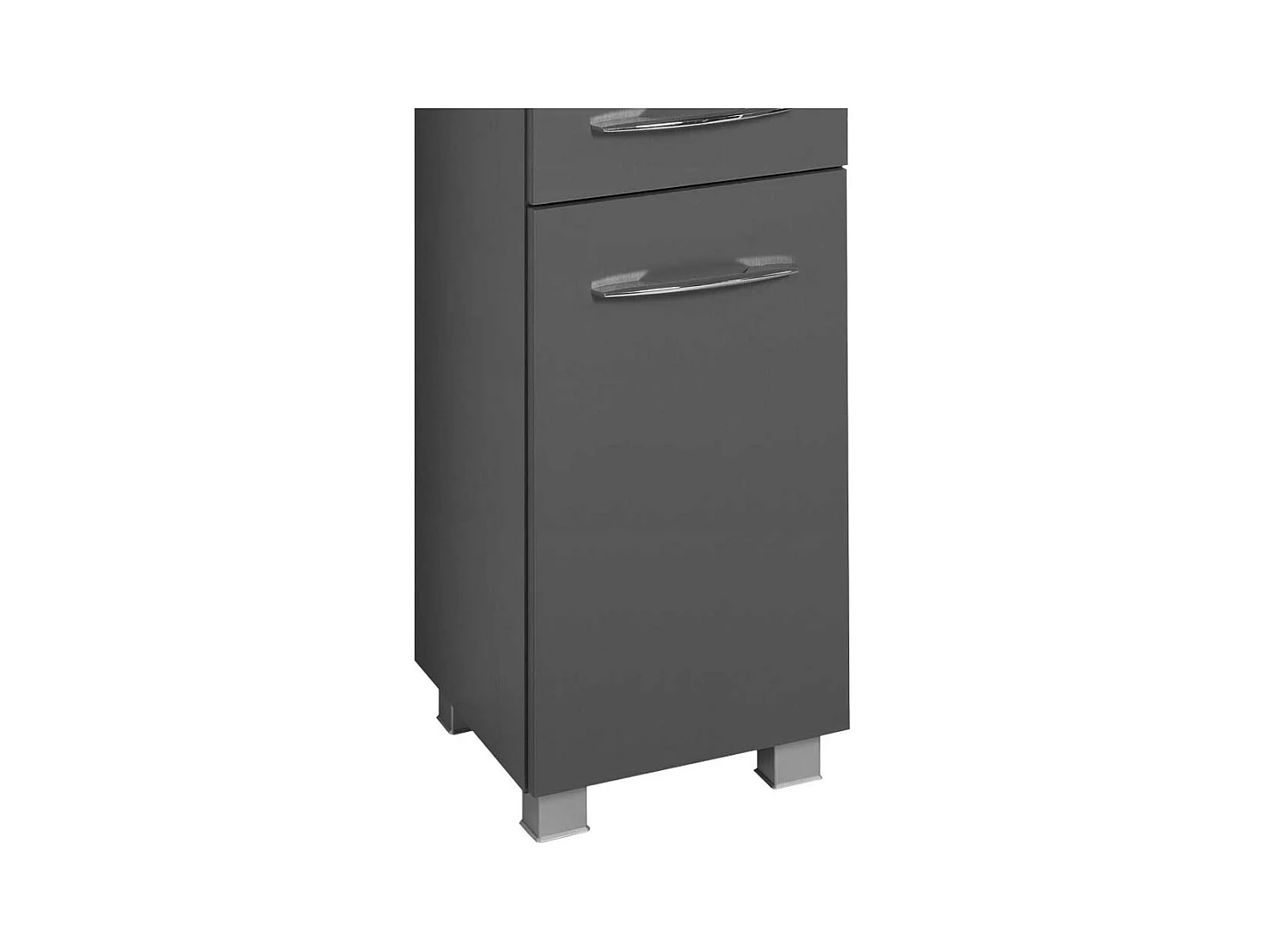 Badschrank in Grau offene Fächer