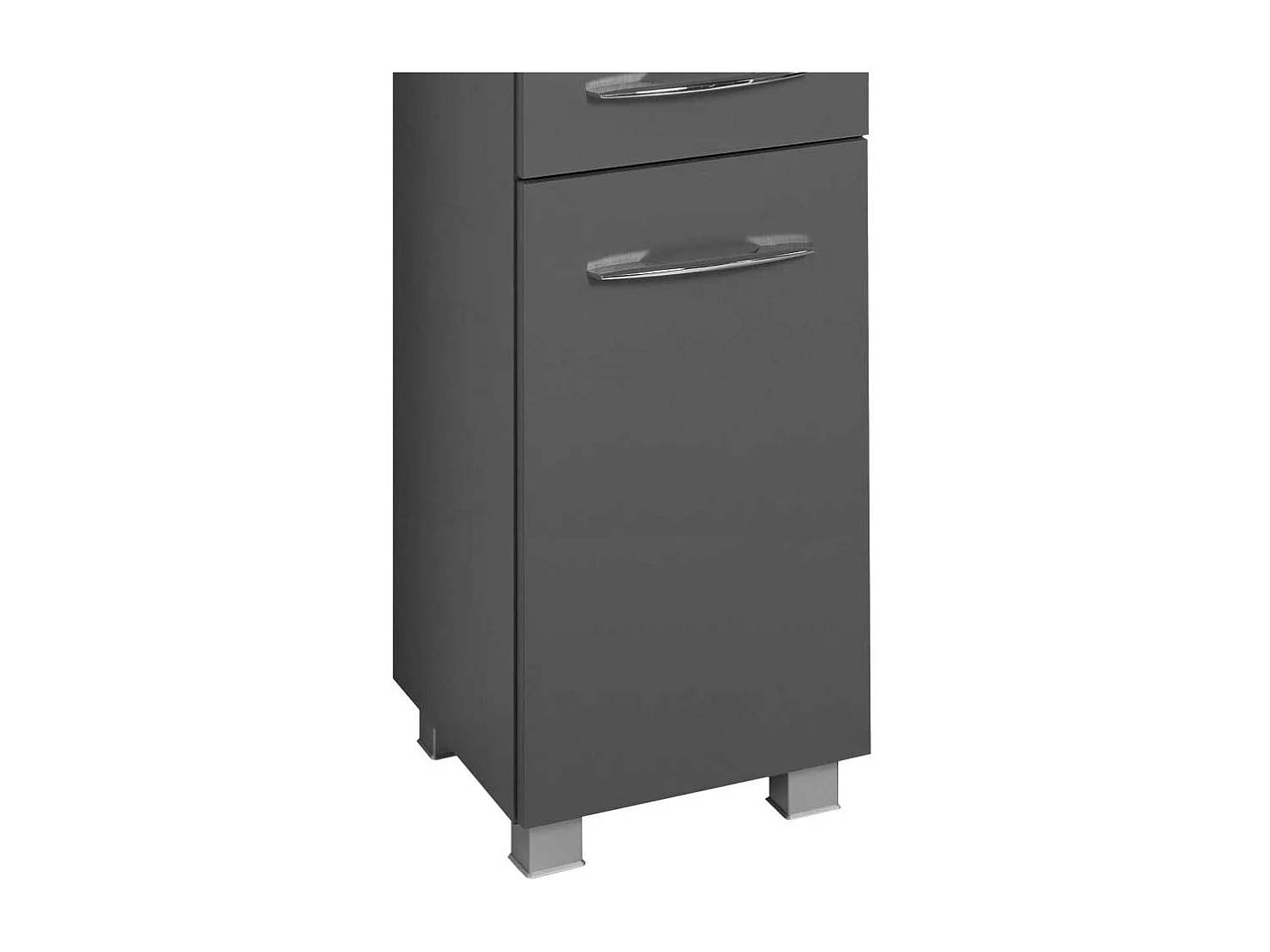 Badschrank in Grau offene Fächer